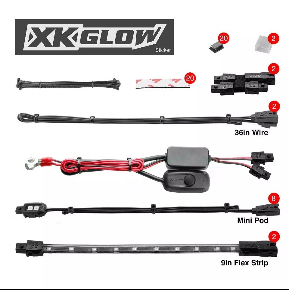 XKGLOW Single Color Motorcycle LED Accent Light Strip Kit White XK034001-W