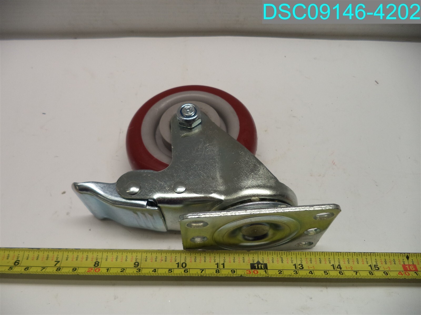 5" Caster Wheels Swivel Plate Total Lock Brake Red Polyurethane