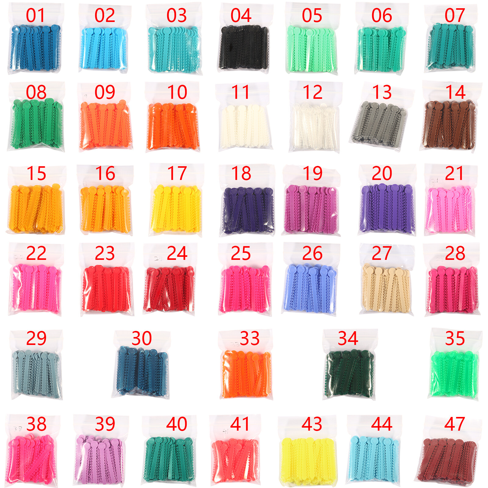 1040pcs Dental Orthodontic Ligature Ties Elastic Bands for Brackets 43 Colors AA