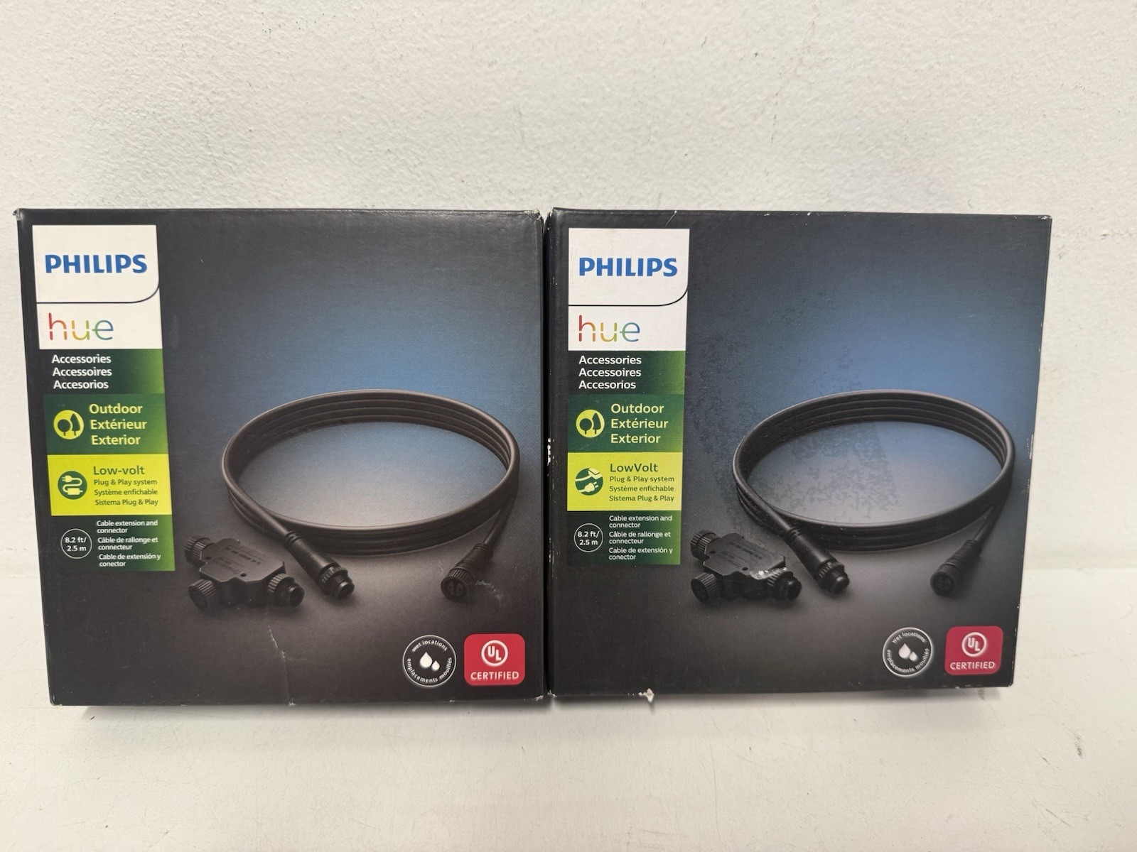 2 Packs Philips Hue Outdoor 8.2ft Foot Extension Cable & T Connector 1748930VN