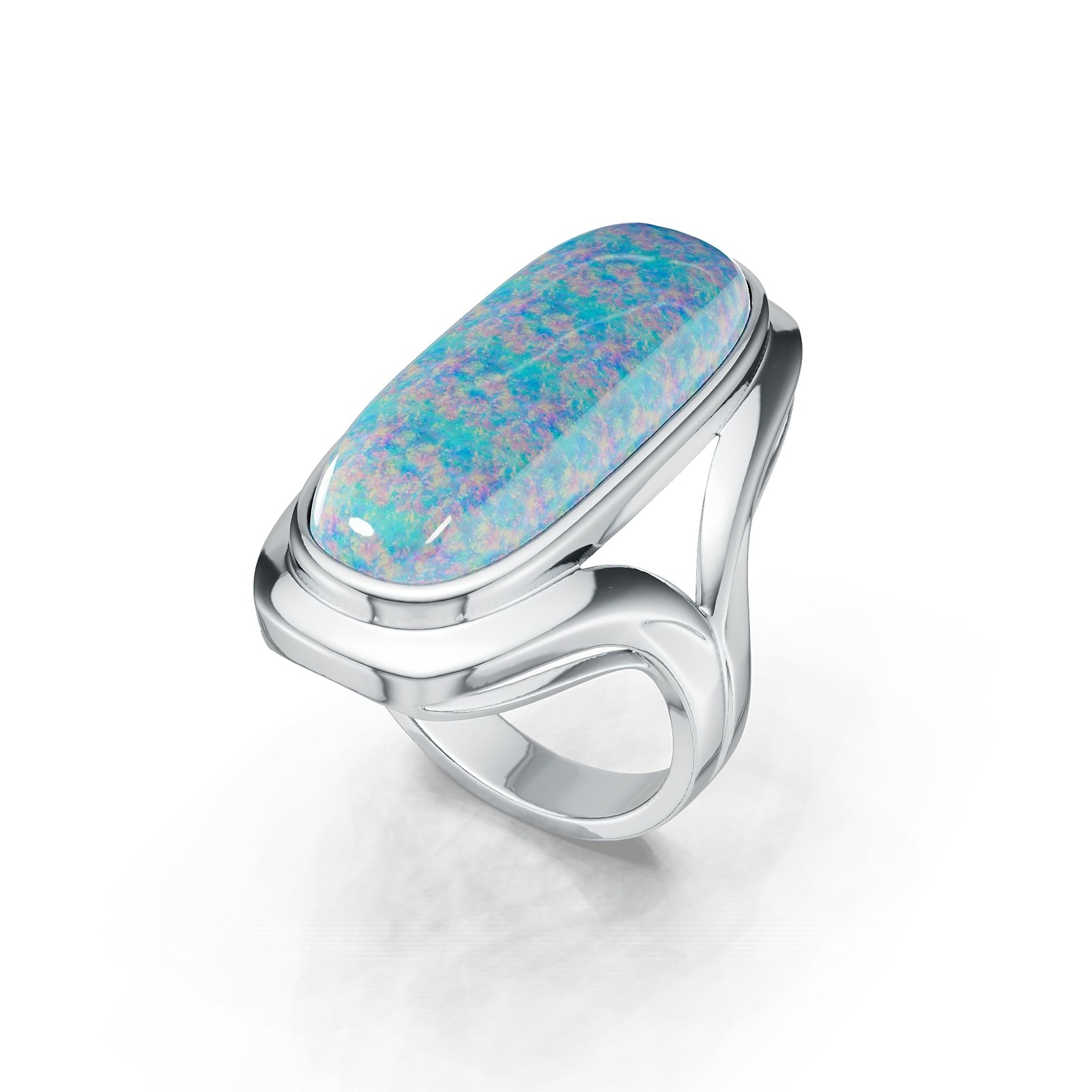 Sterling Silver Semi Mount Ring Setting Oval OV 25X10.3mm Cabochon