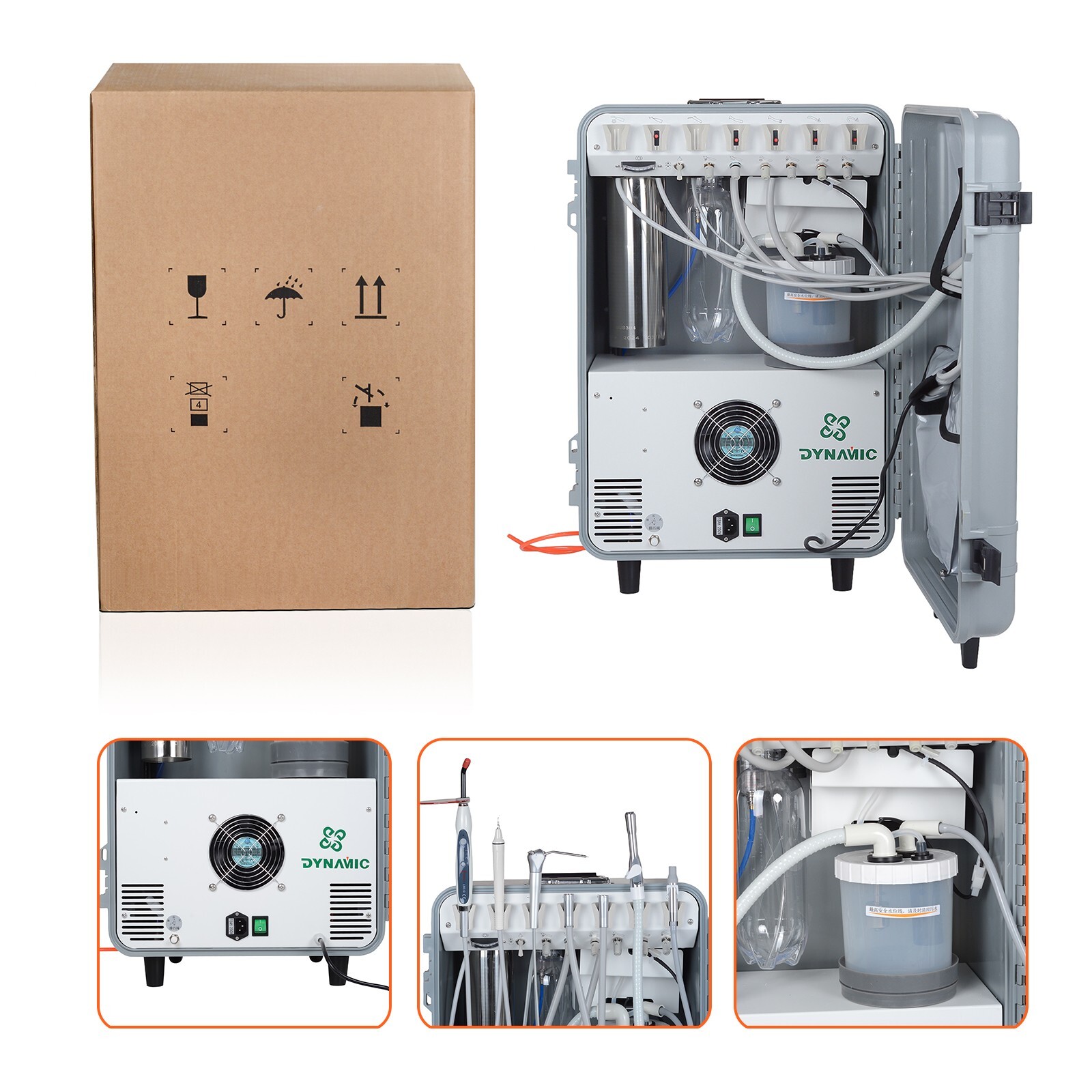 Dynamic DU852 Portable Dental Unit with Air Compressor and Ultrasonic Scaler 4H