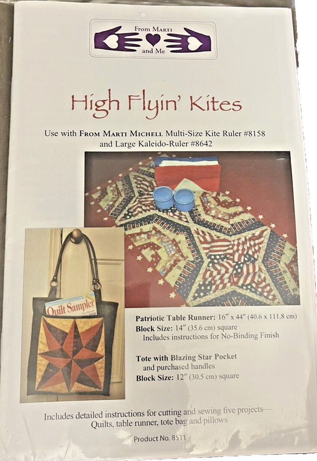 "High Flyin` Kites" Quilt Block Tote Table Runner by Marti Michell /Marti & Me