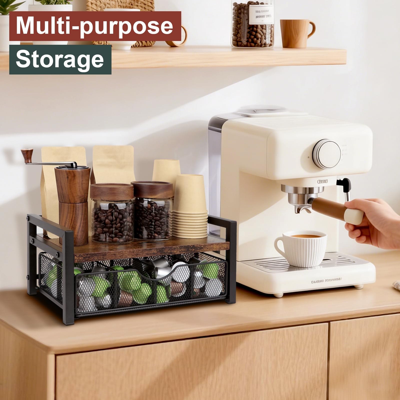 Happilif Tea Bag Organizer, Holder Organizer Regular, Rustic Brown