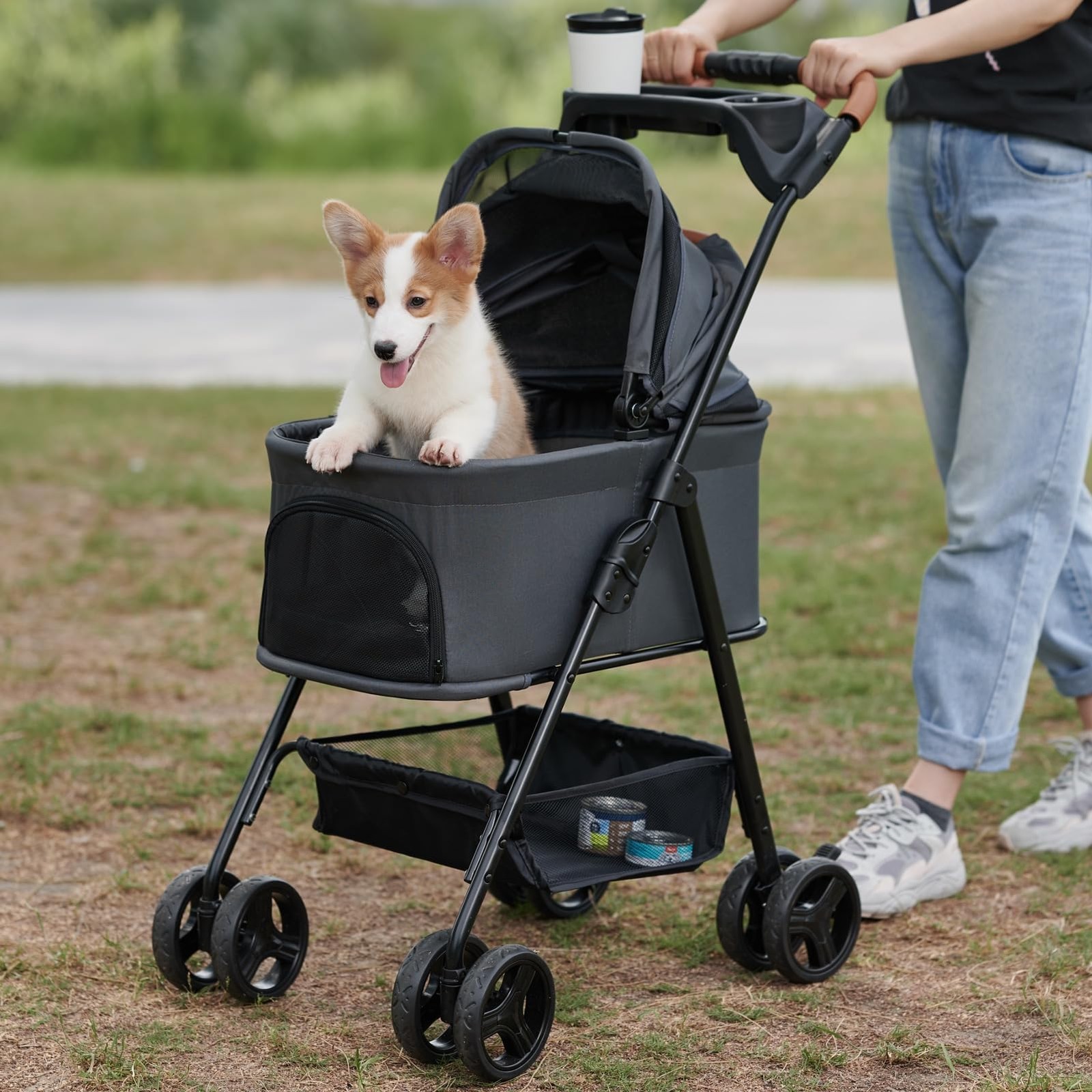 Stroller 3 in 1 Folding Waterproof All Terrain Dark Gray Zoosky Pet Removable
