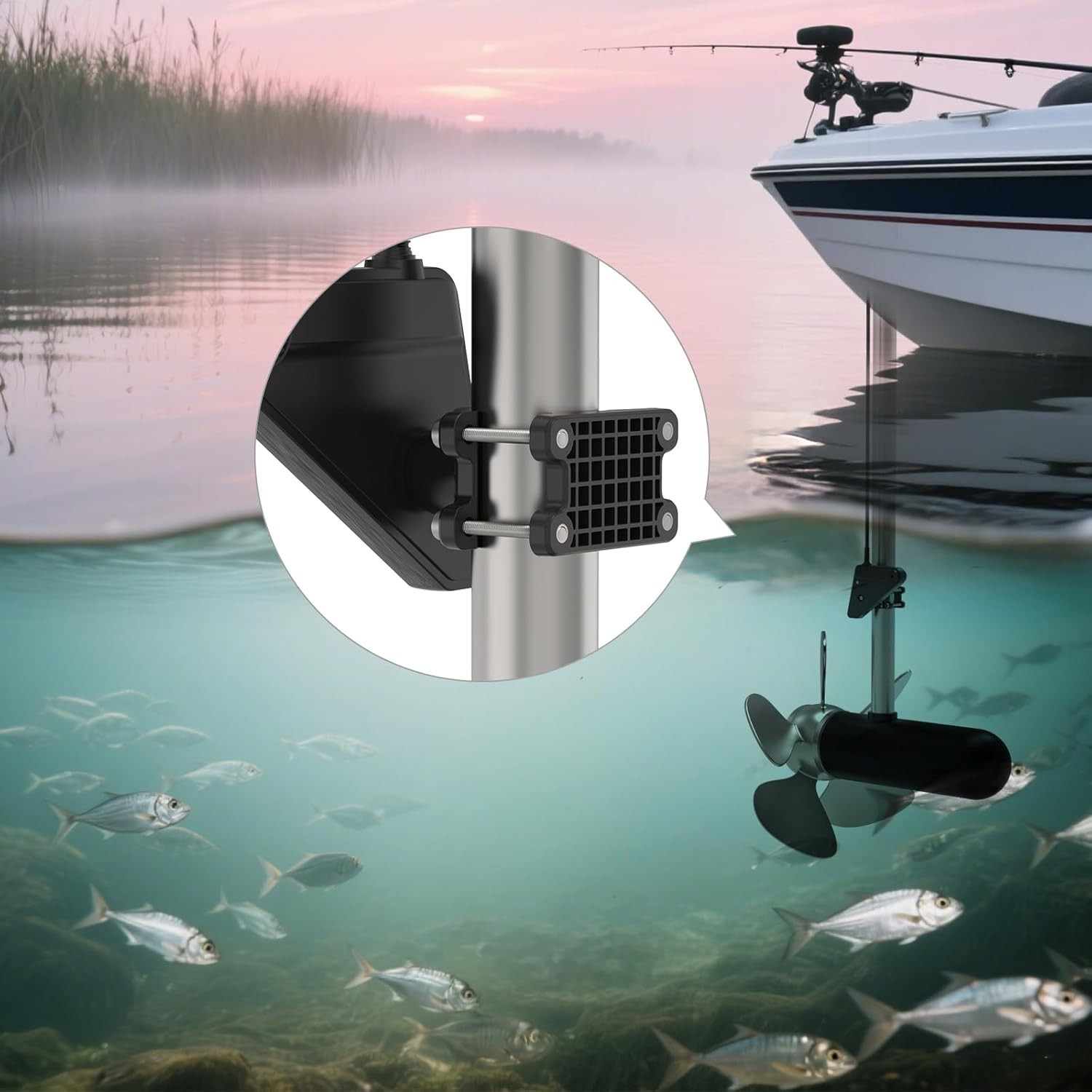 Transducer Mount Pole Mount Compatible with Lowrance Eagle Eye 9, Adjustable ...