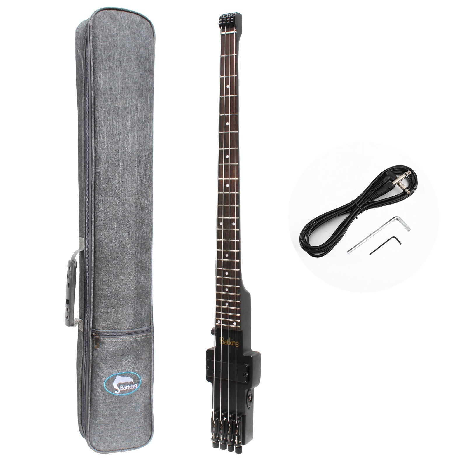 Headless Traveler Bass Ultra-Light Bass Guitar W/Padded Bag Satin Black