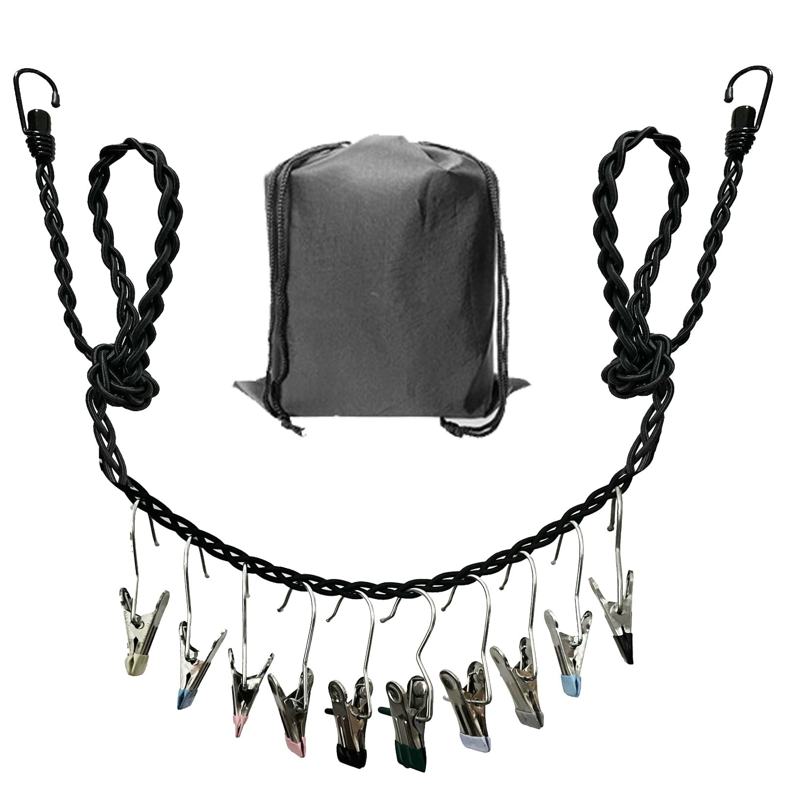 Retractable Portable Clothesline for Travel and Home, Tri-Braided Cord Clothe...