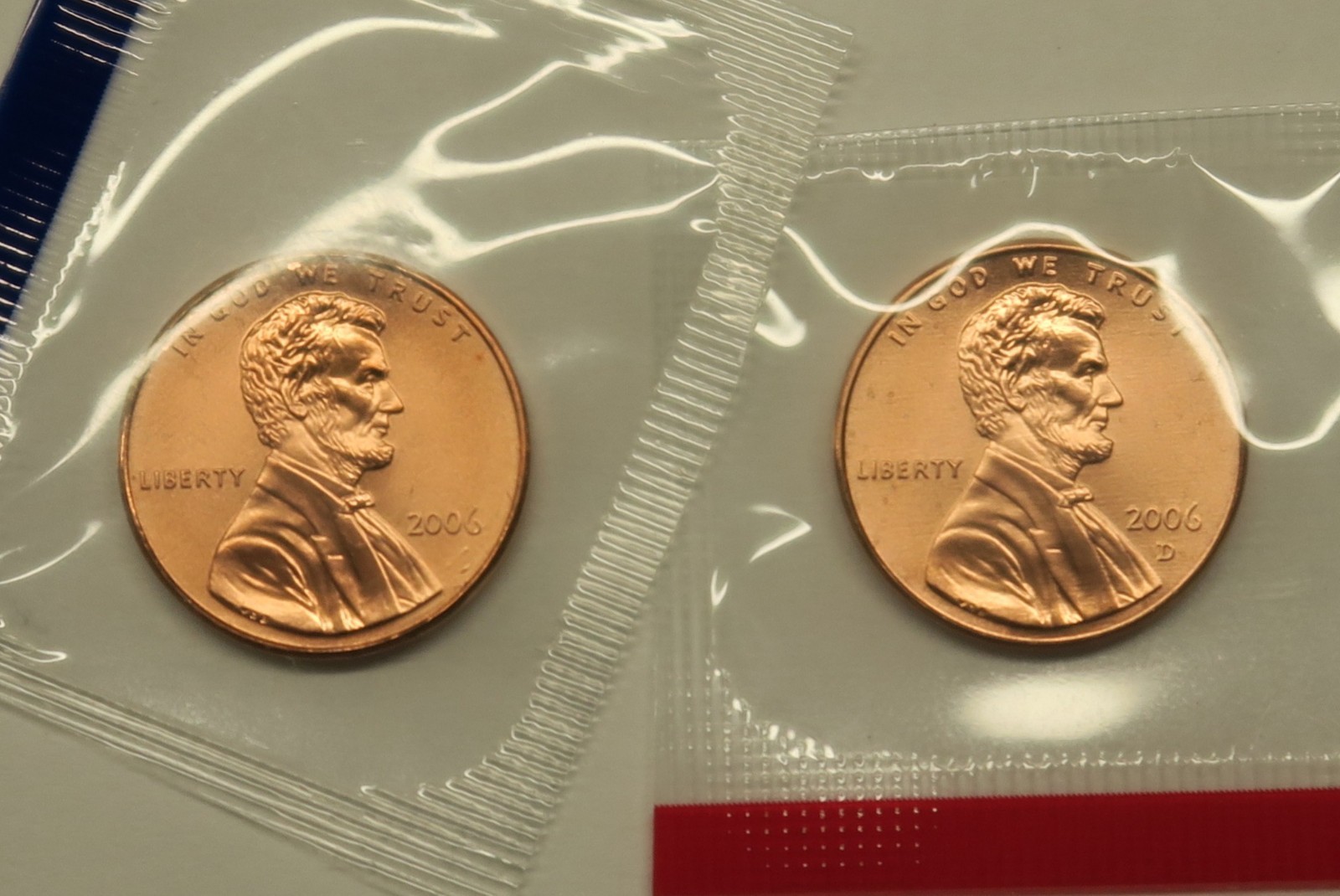 2006 P & D Satin Lincoln Cents from US Mint Set, Free Shipping