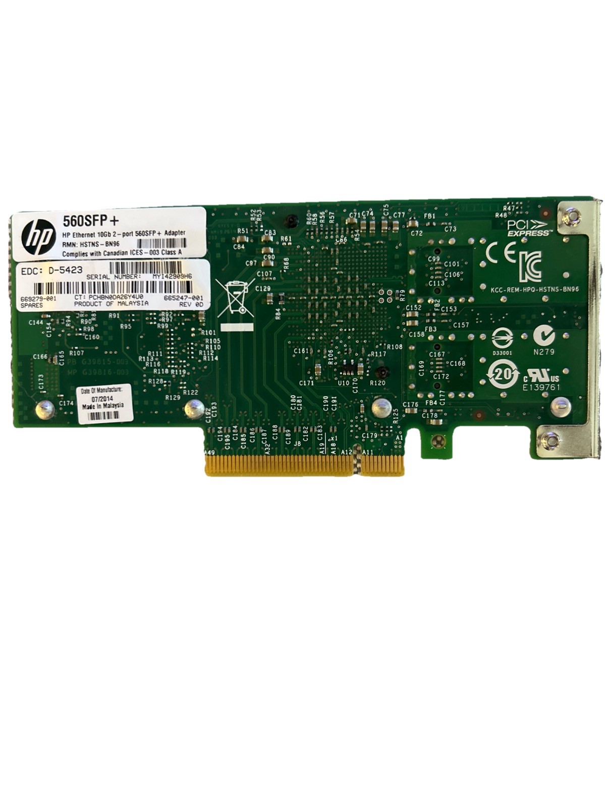 HP 669279-001-LP 560SFP+ Dual Port 10GbE SFP+ PCIe x8 Adapter Low Profile