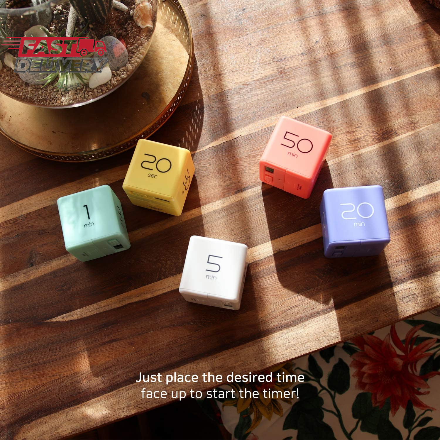 Mooas Cube Timer (White), Timers Cube Flip Block Timers Productivity Gravity Sen