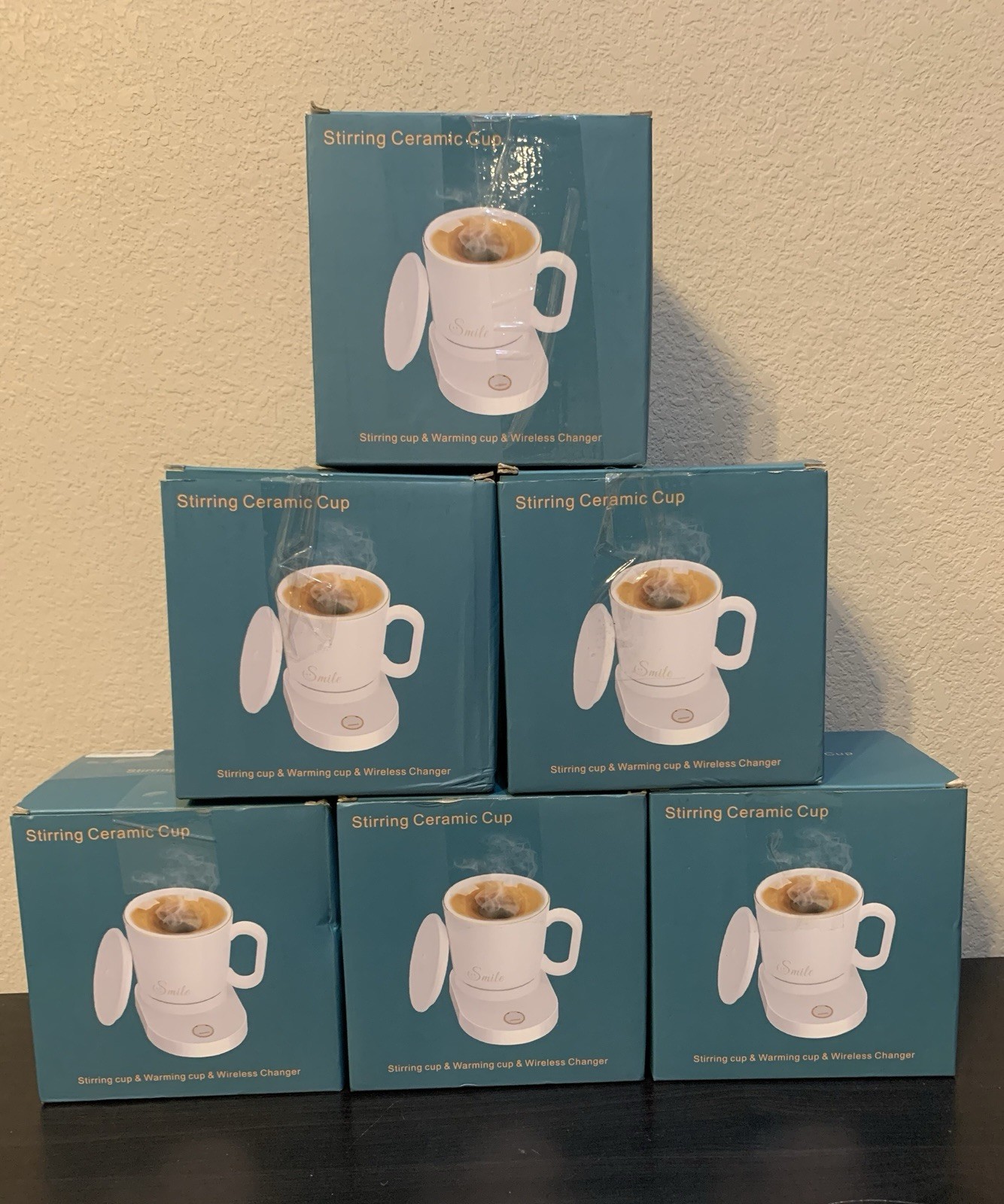 Stirring Ceramic Cup, Warming Cup & Wireless Charger Set New In Box Color  Black