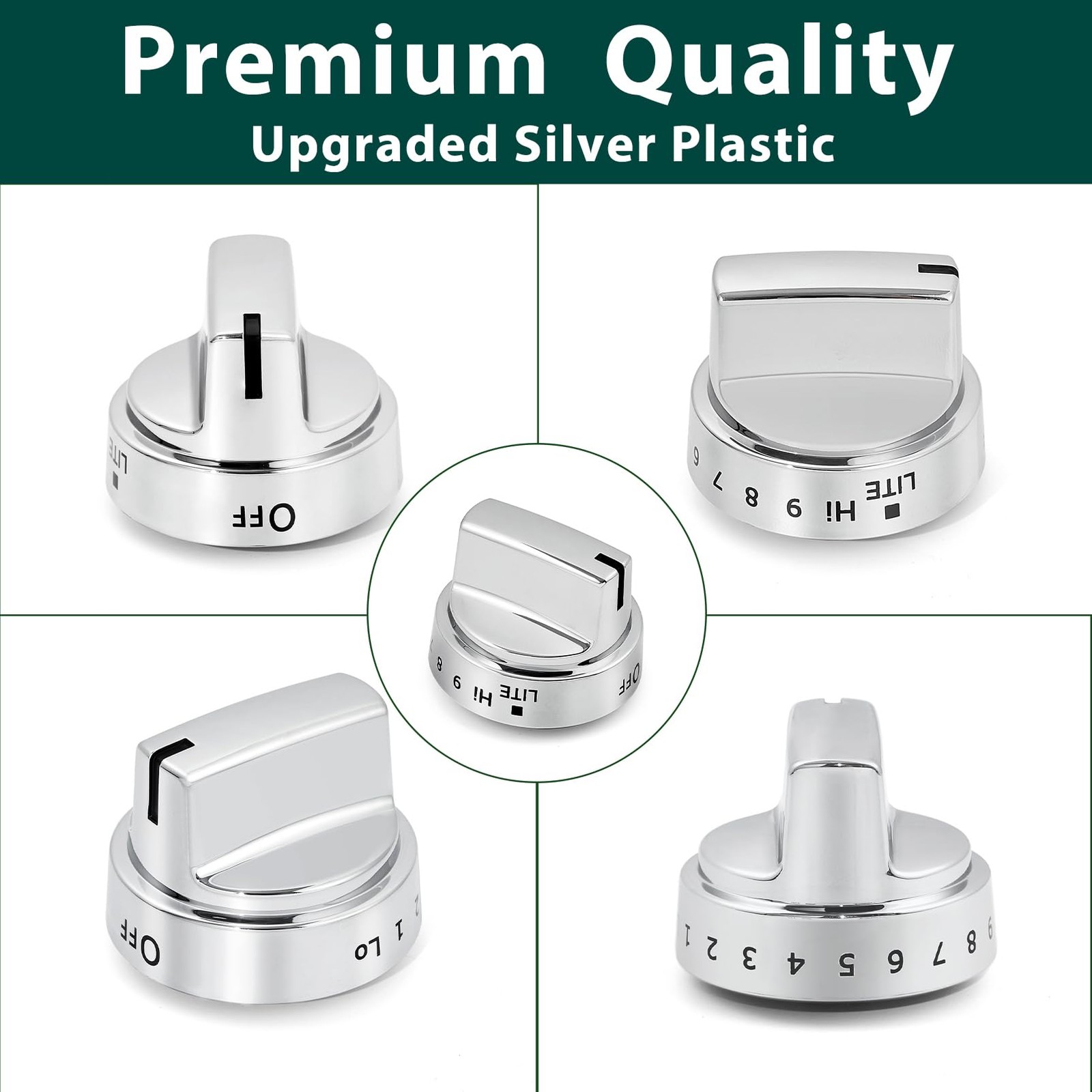 GE Range Stove Knobs Replacement - 5 Pack for Adora & JGB Models