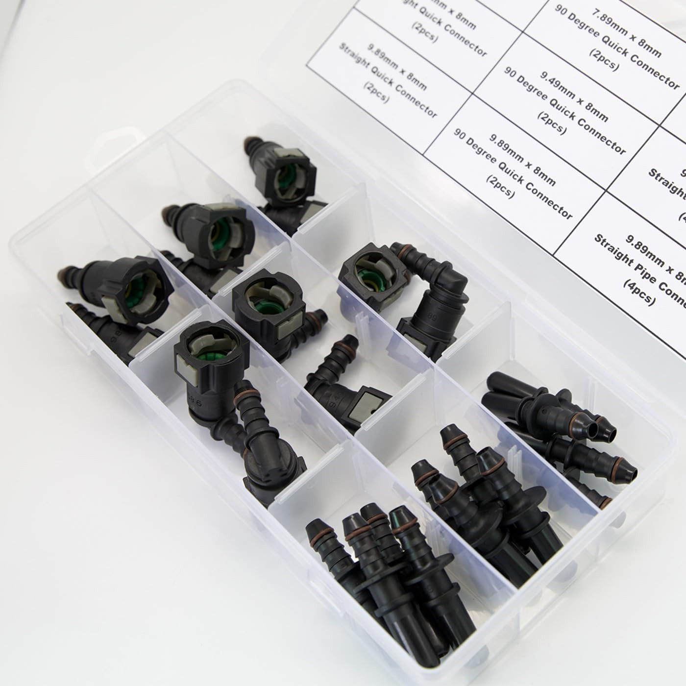 24PCS Assorted Fuel Line Quick Release Connector Kit - SAE 7.89Mm & 9.49Mm & 9.8