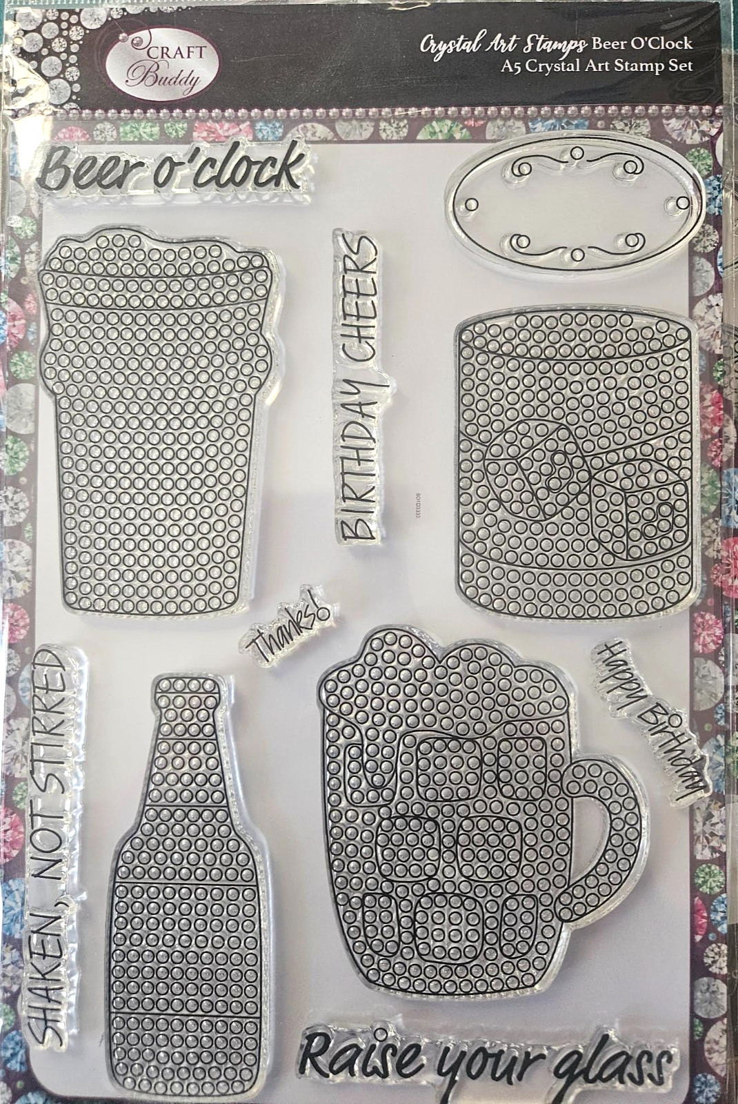 Craft BuddyUS CCST13: Crystal Art Stamp Beer O'Clock - A5 Clear Stamp Set