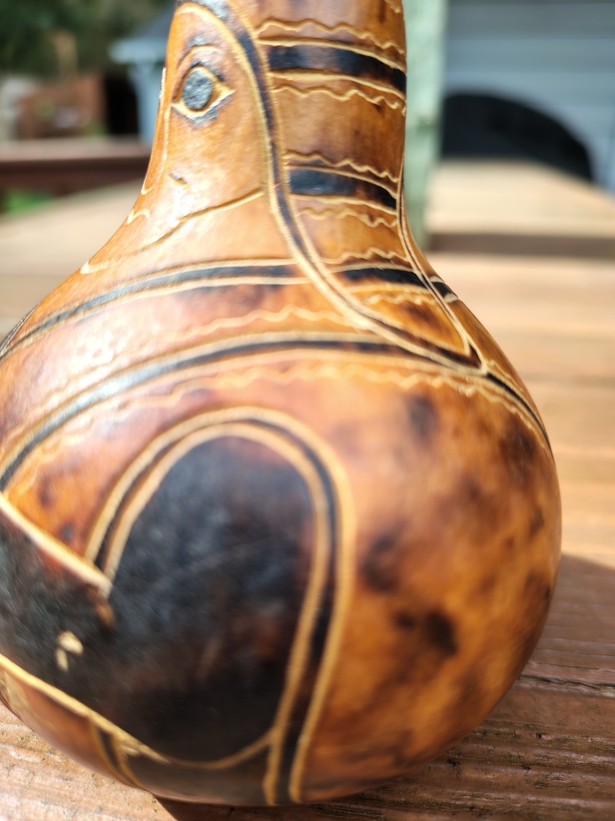 Vintage Hand Carved/Painted Gourd