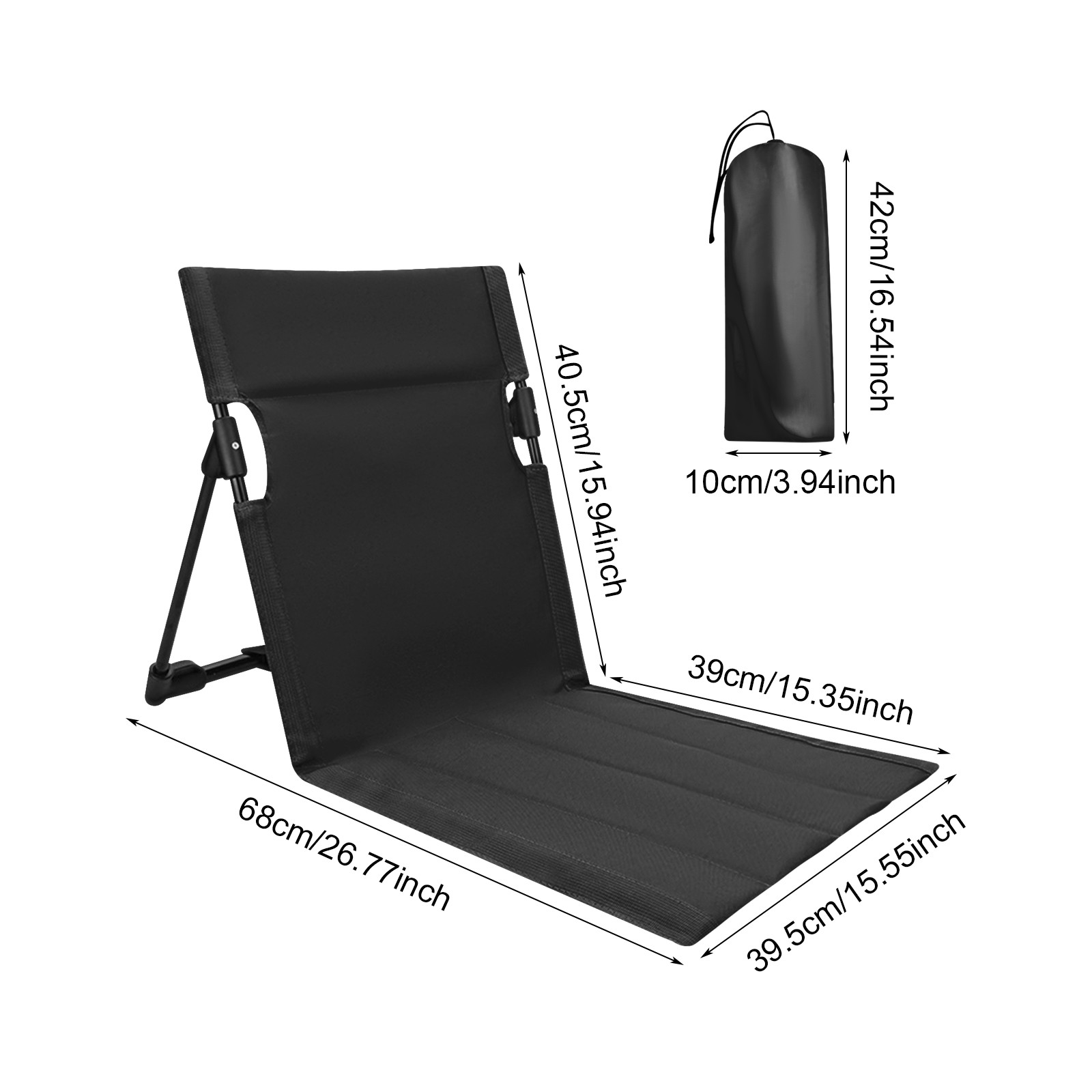 Portable Park Leisure Backrest Chair Outdoor Camping Backrest Lawn Chair Black