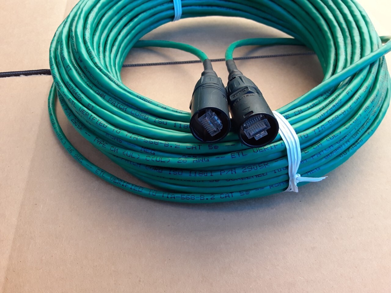 100 FT  PRO CAT5E Tactical Shielded w/Neutrik Ethercon RJ45 Digital Audio Cable