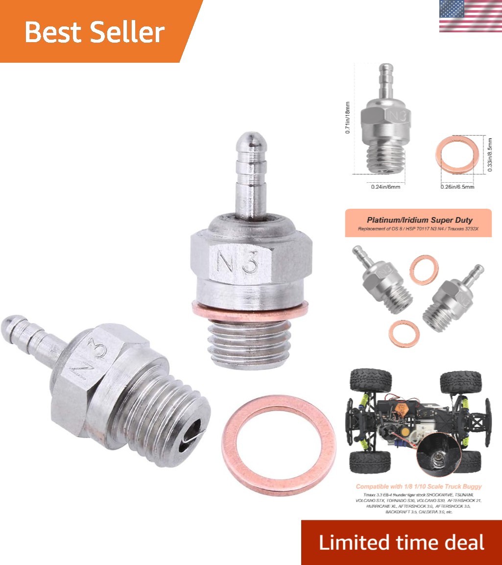 Platinum/Iridium Glow Plug N3 - 2pcs for Enhanced Nitro Engine Performance