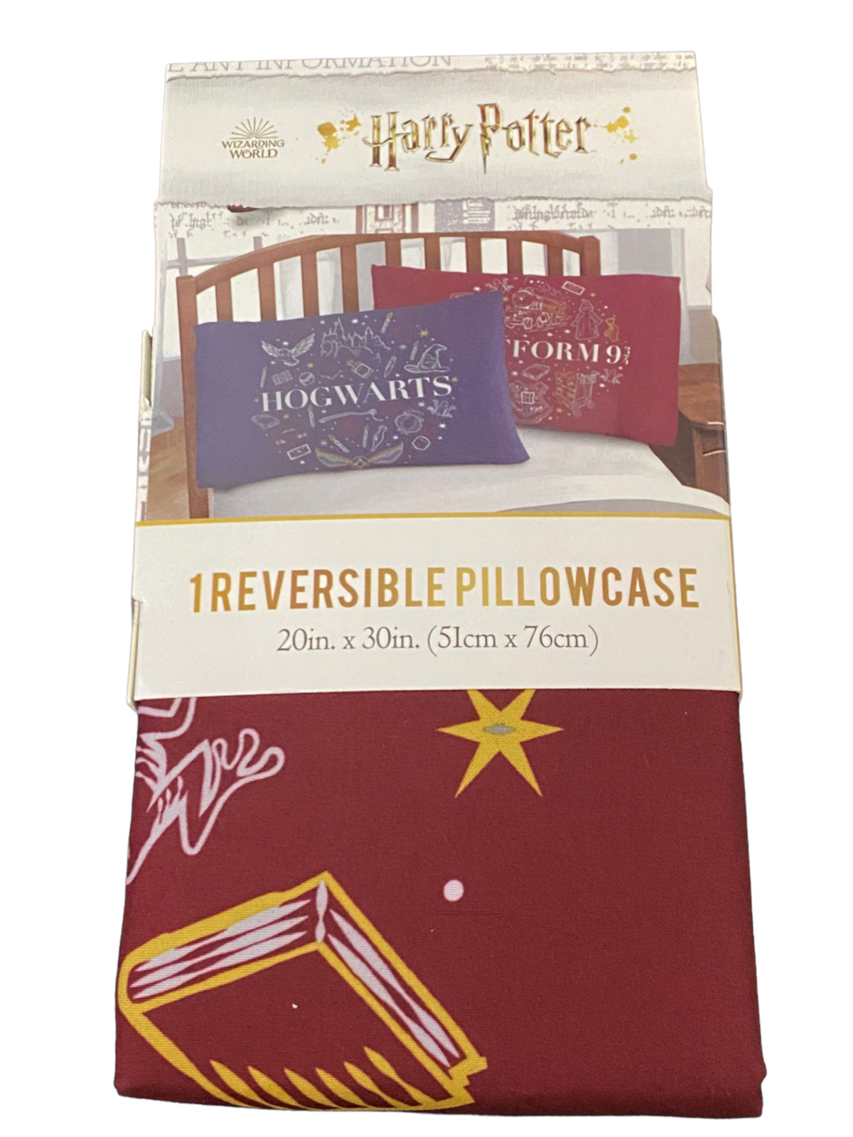 Harry Potter Hogwarts & Platform 9 ¾ Reversible Pillowcase 20" x 30" 1 Piece