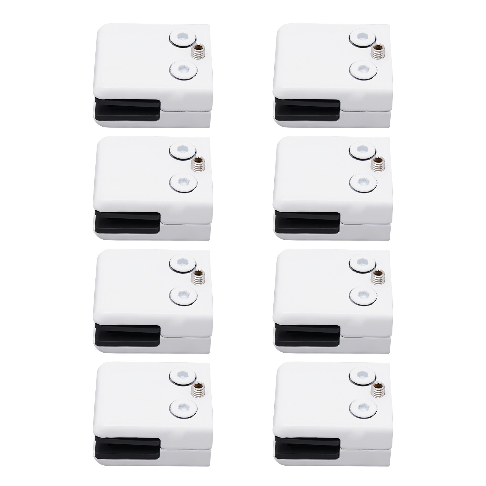 8PCS Stainless Steel Glass Clamp Clip 8-10mm Adjustable Glass Clamp White