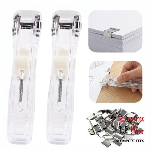 180 Reusable Clips with 2 Pcs Staple Free Clip Binder Set () | Refills White