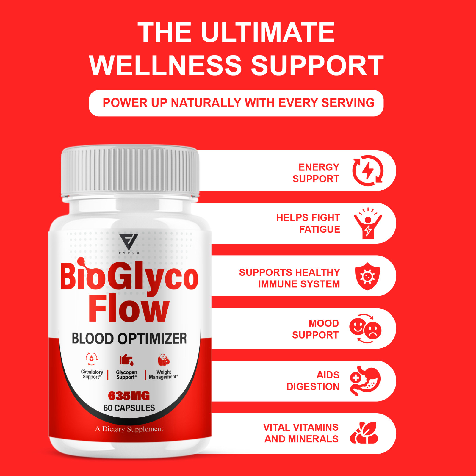 (5 Pack) BioGlyco Flow Blood Optimizer, BioGlyco Flow Supplement (300 Capsules)