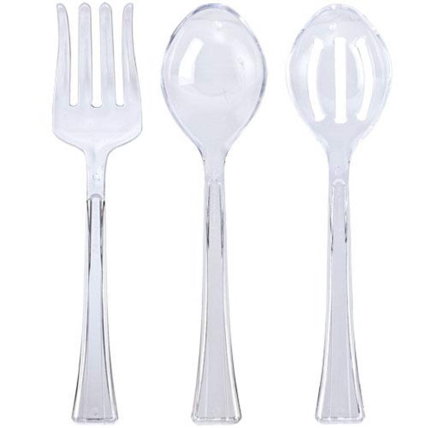 Clear Heavyweight Plastic Salad Serving Fork 12": 1 Pack