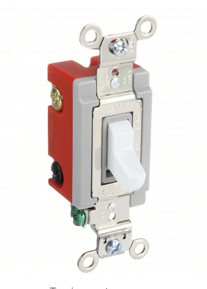 HUBBELL HBL1224W Wall Switch,White,20 A;Back; Side,4-Way