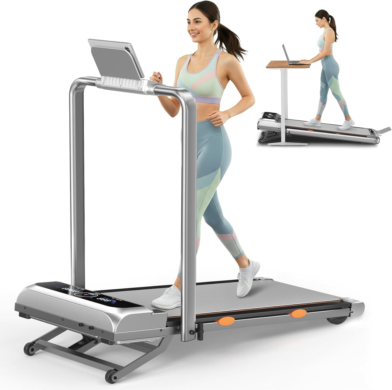 Walking Pad with 15% 12-Level Auto Incline & Handle Bar, 450 Lbs Capacity UI Scr