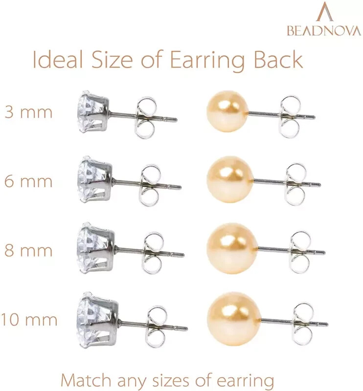 BEADNOVA 925 Sterling Silver Earring Backs s Earring Backings Pierced Earring Ba