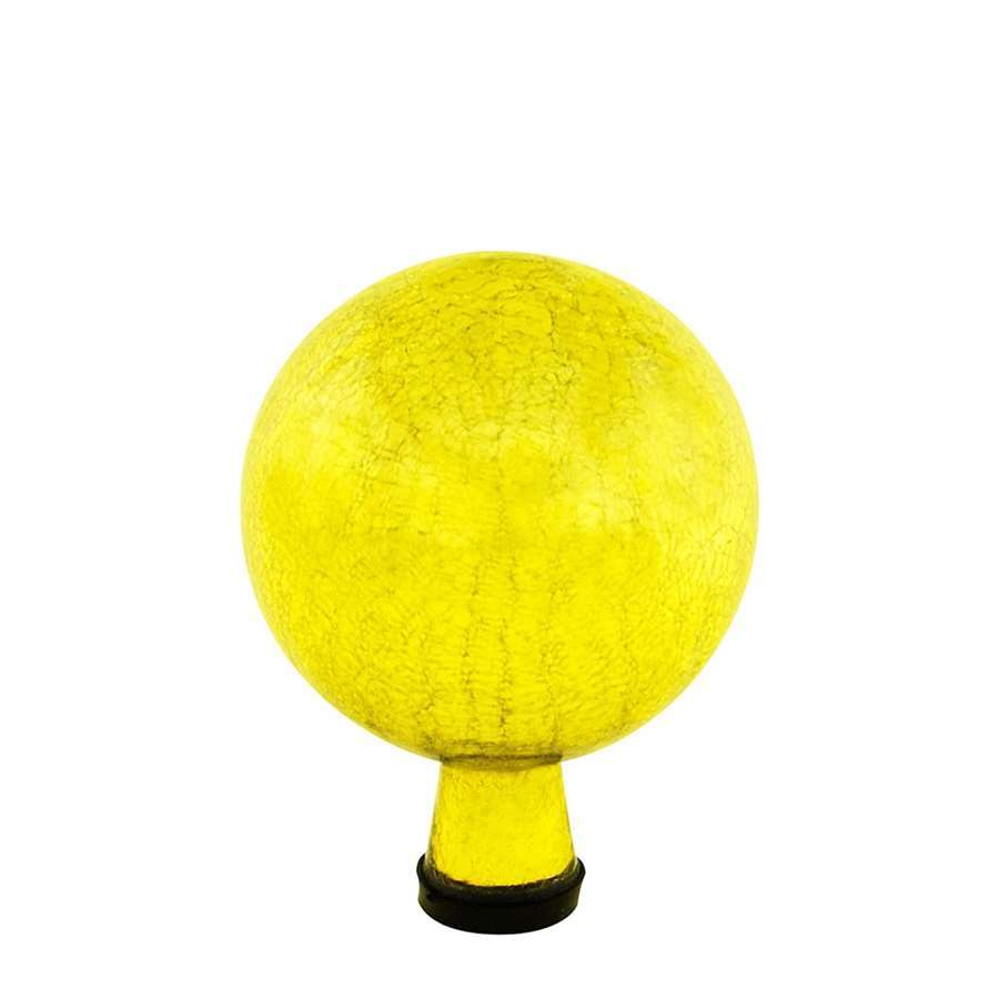 ACHLA Gazing Globe 6in Lemon Drop Crackle Glass