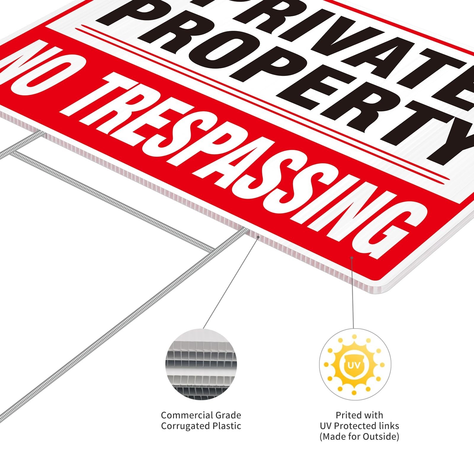 2 Pack Private Property No Trespassing Signs, 12.6'' X 9.5'' Corrugated Plast...
