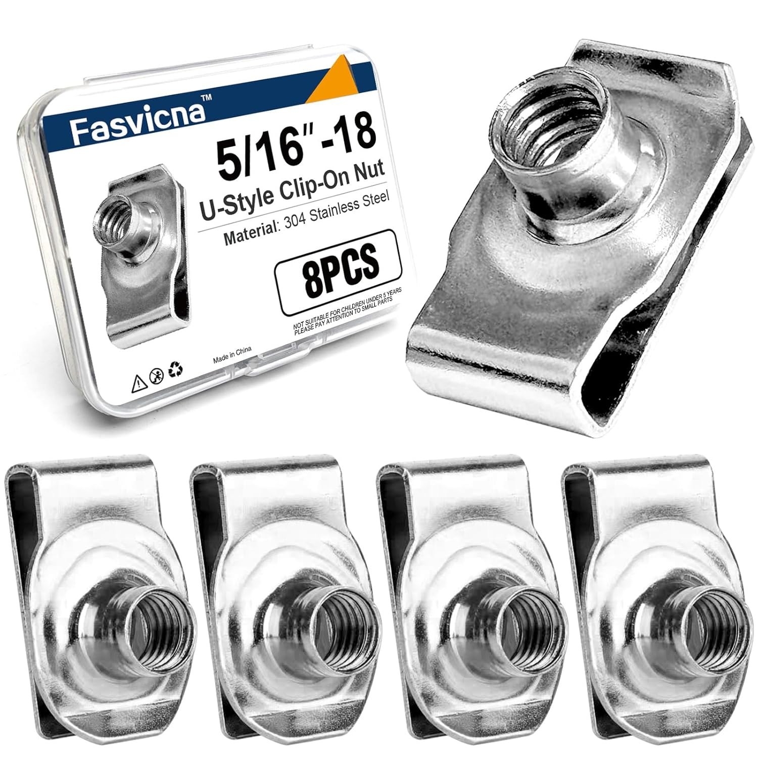 20 Pack 5/16-18 Extruded U-Nuts, 304 Stainless Steel U Clip Car Clips Fasteners