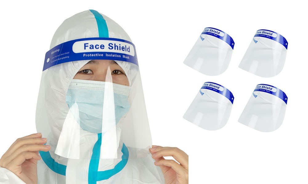 4 Pack Protective Face Shields – Ultra Clear, Lightweight & Reusable Design