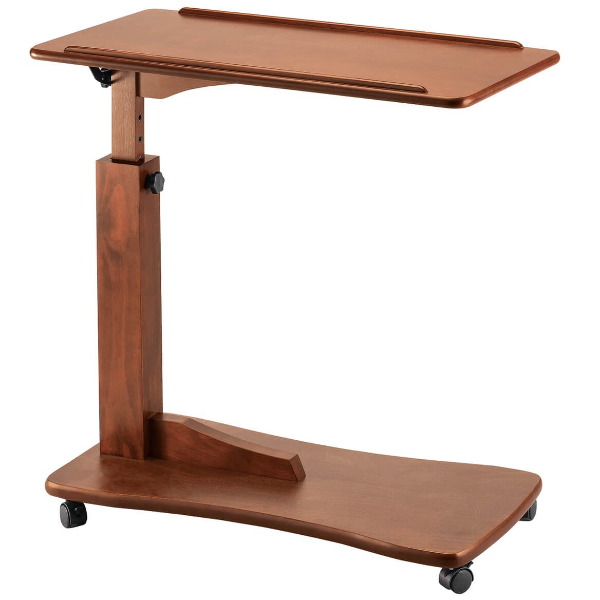 Side Accent Table, Adjustable C Shaped Design with Raised Rim, Small Table for L