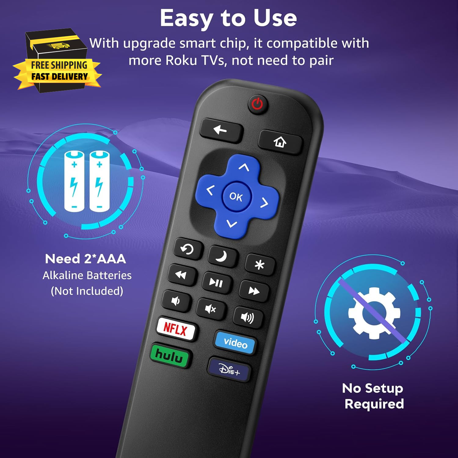 For Roku-Tv-Remote-Replacement,Universal Control for TCL,ONN, Hisense Roku Tvs(T