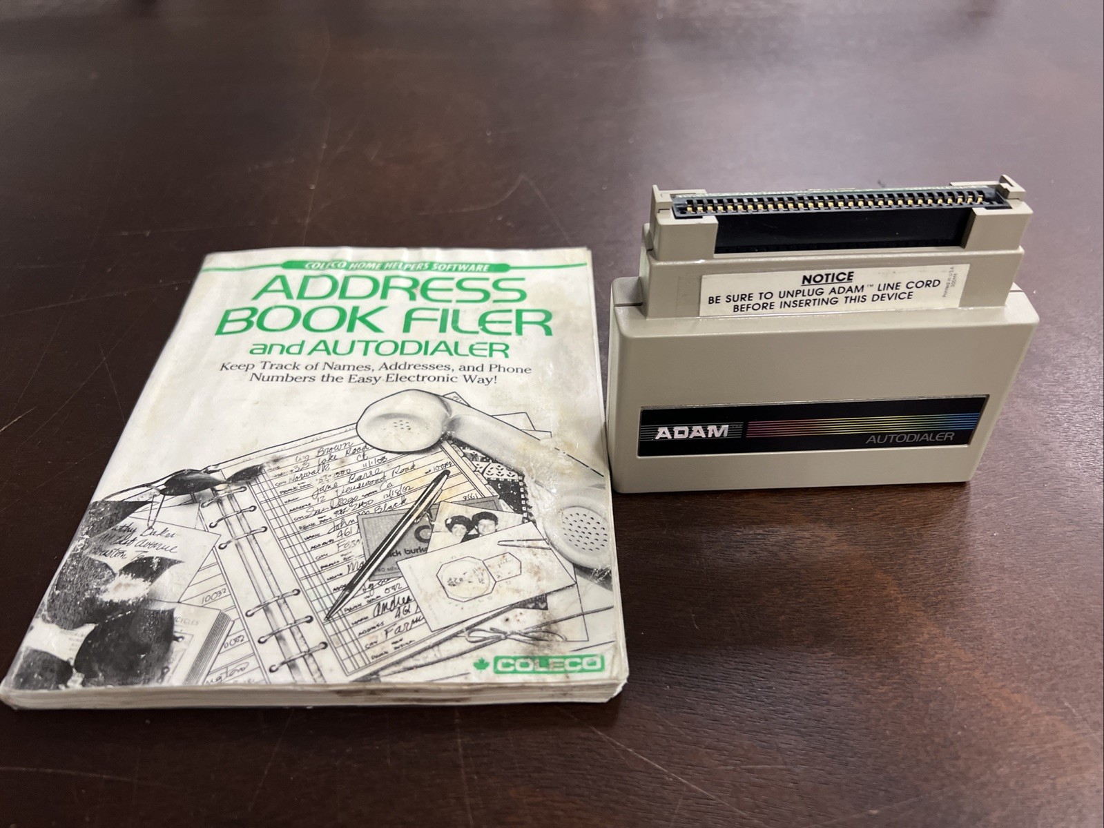 Coleco ADAM Computer AUTODIALER #7815 w/ ADDRESS BOOK FILER BOOK Canada UNTESTED