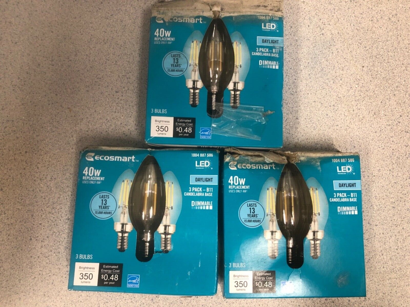 3 Packs 40-Watt Equivalent B11 Candle Dimmable Vintage LED Bulb Daylight 9 Total