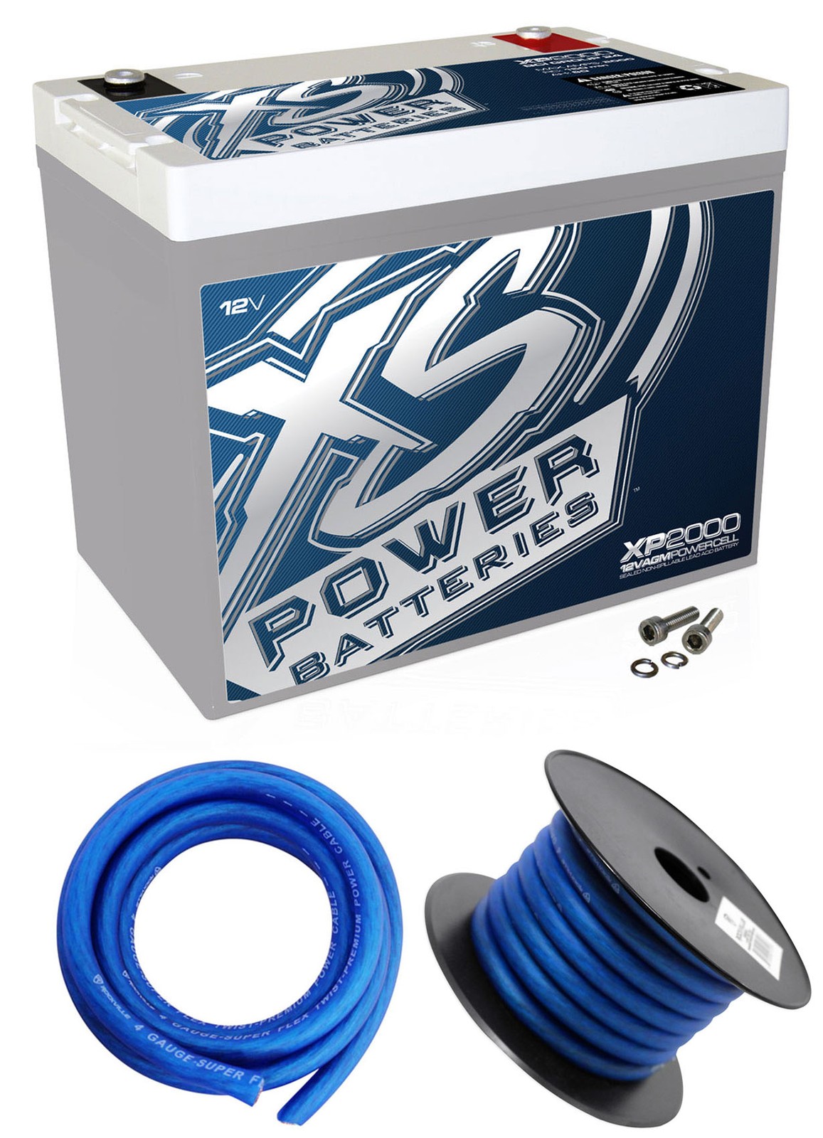XS Power XP2000 2000W Power Cell Car Battery Power System + Power/Ground Wires