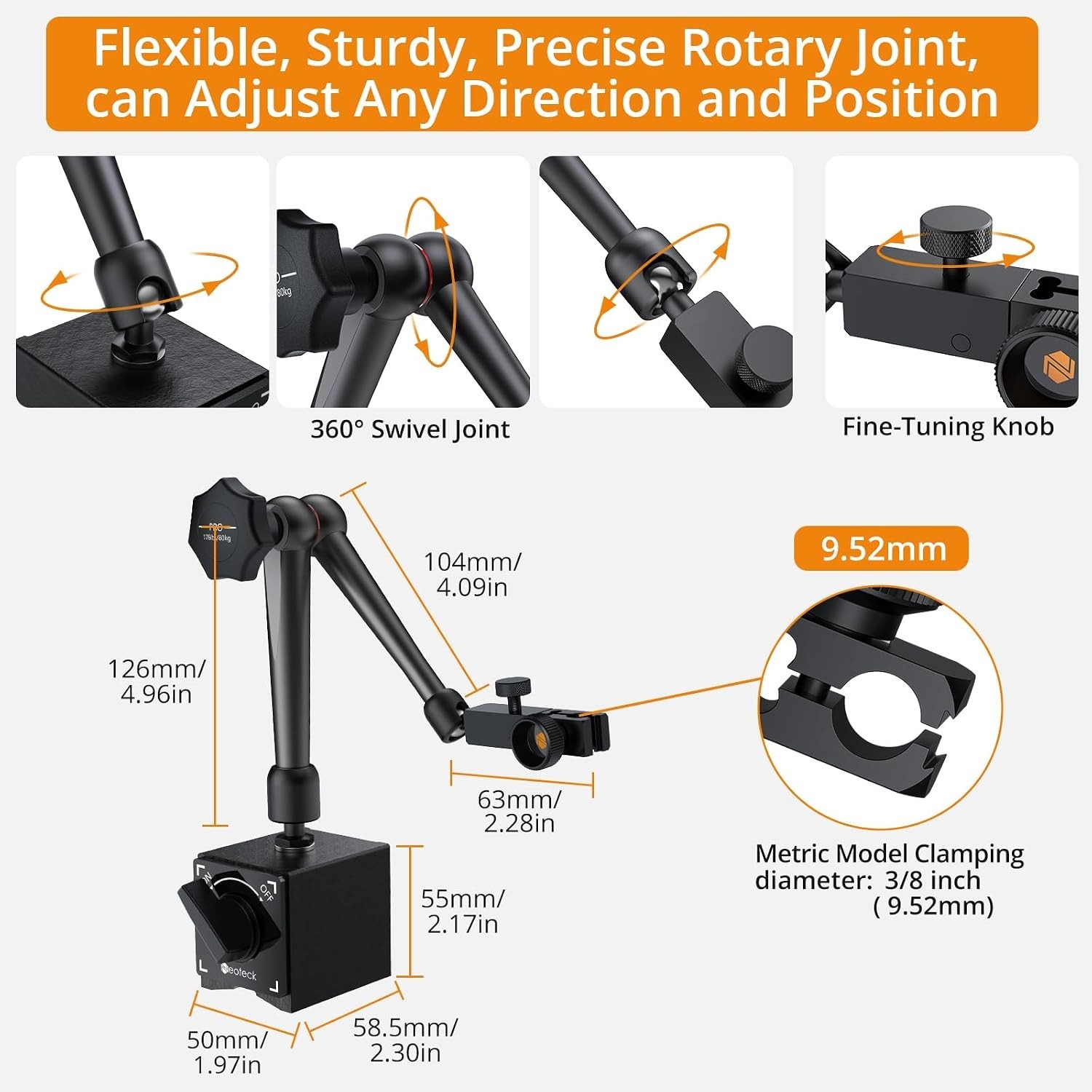 Adjustable Magnetic Base Stand with Strong Stability for Testing Instruments