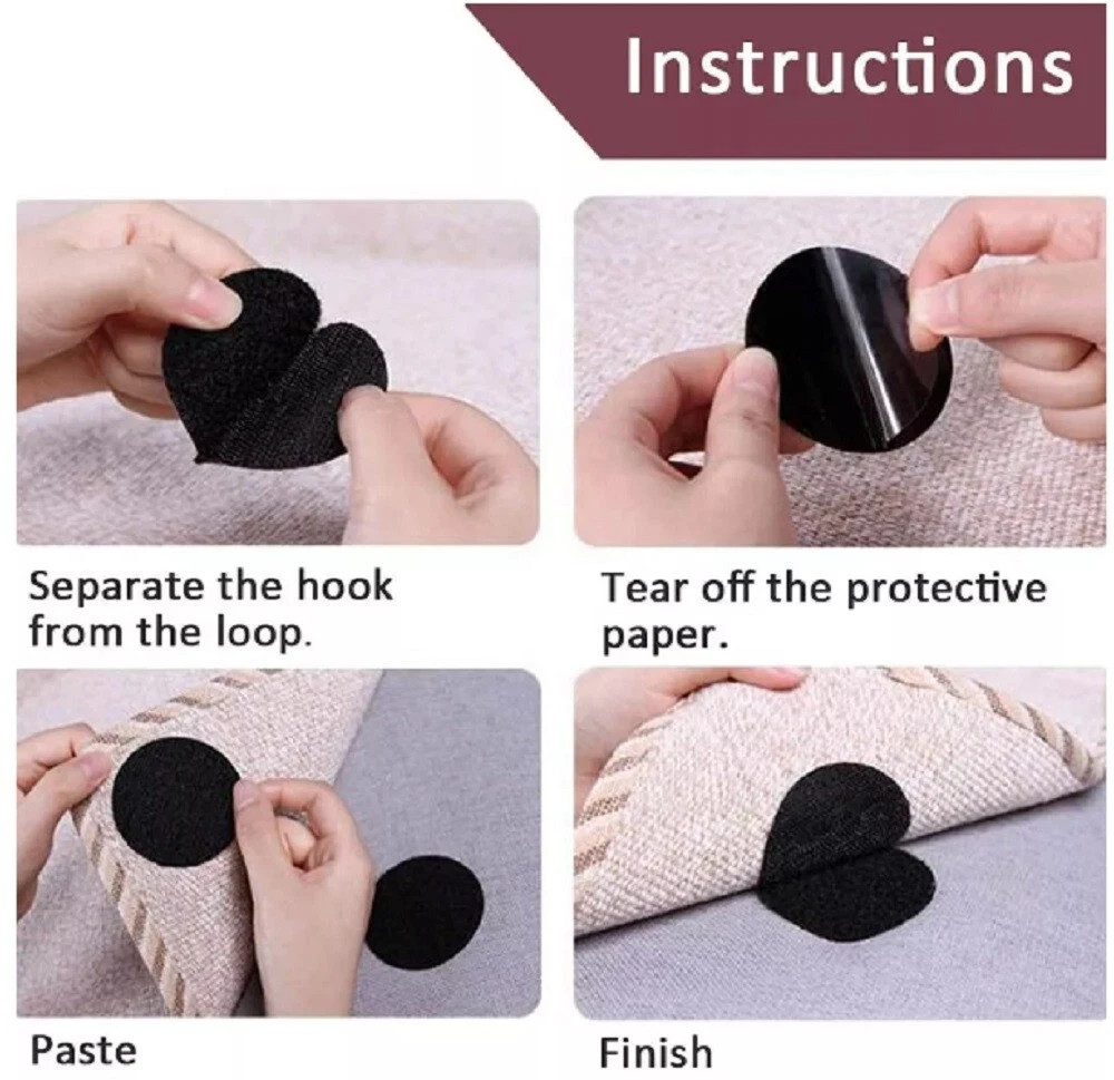 20 Pair Self Adhesive Hook and Loop Tape Nylon Fastener Strips Sticky Back Set