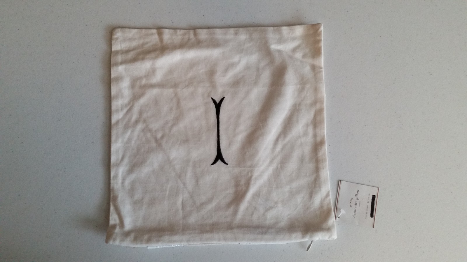 Pottery Barn Decorative Pillow Sham "I" Beige -New!