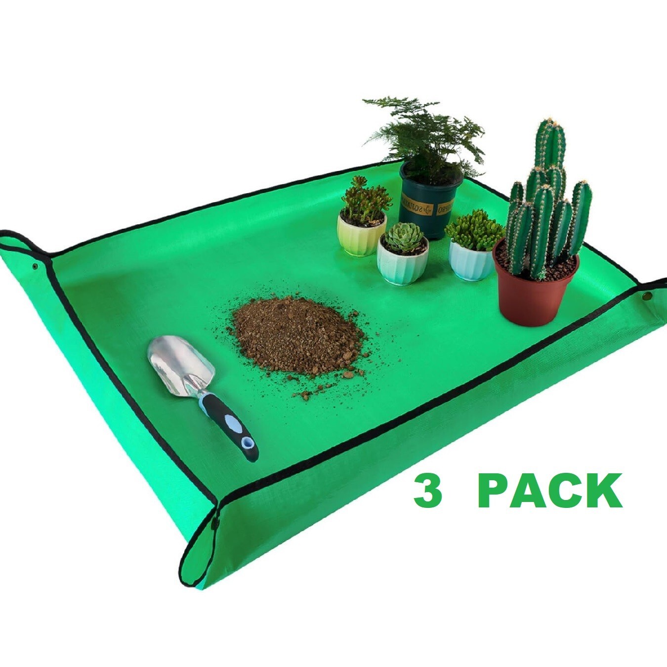 3 PK - Gardening Mat Repotting Mat 39 x 31 in GREEN Waterproof Gardening Tray