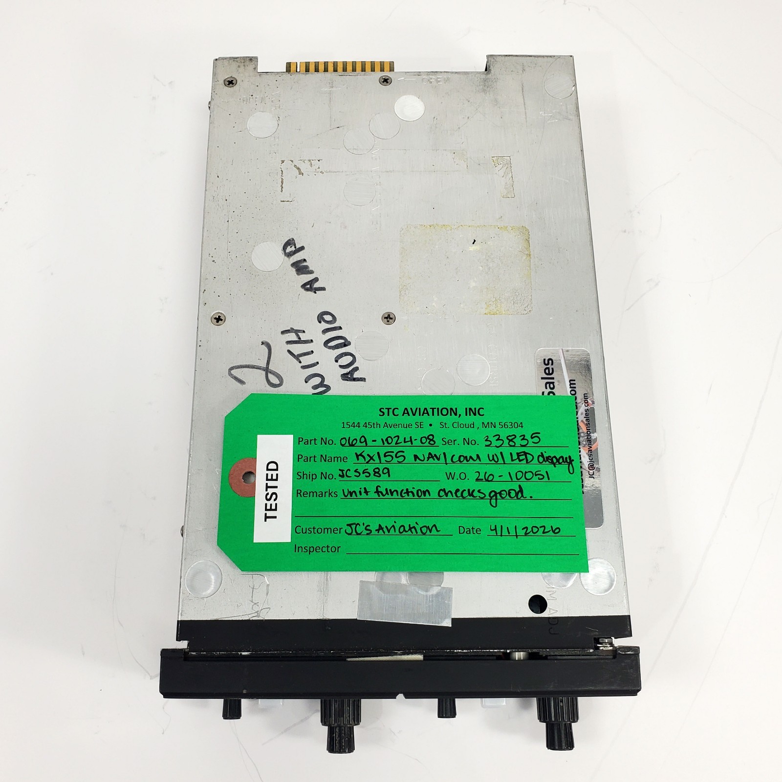 Bendix King KX 155 Nav/Com Non-Glideslope 14V w/ LED Display - 069-1024-08