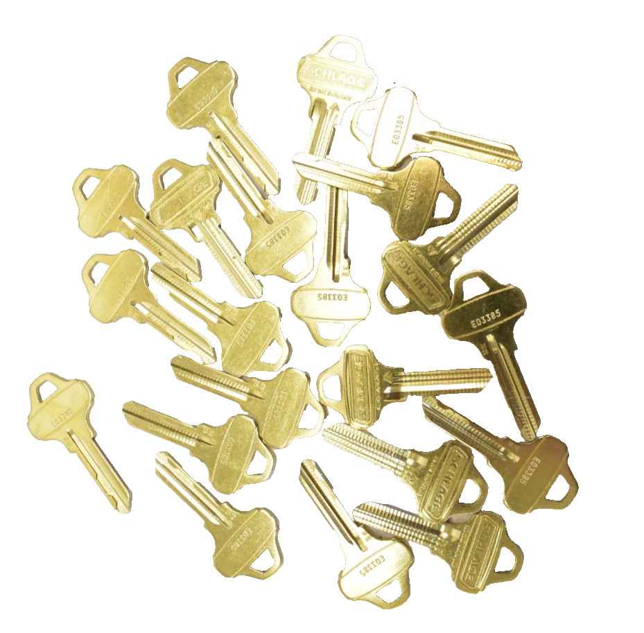 Lot of 22 Schlage Brass Key Blanks Home/Office Bulk Pack E03385 Genuine OEM