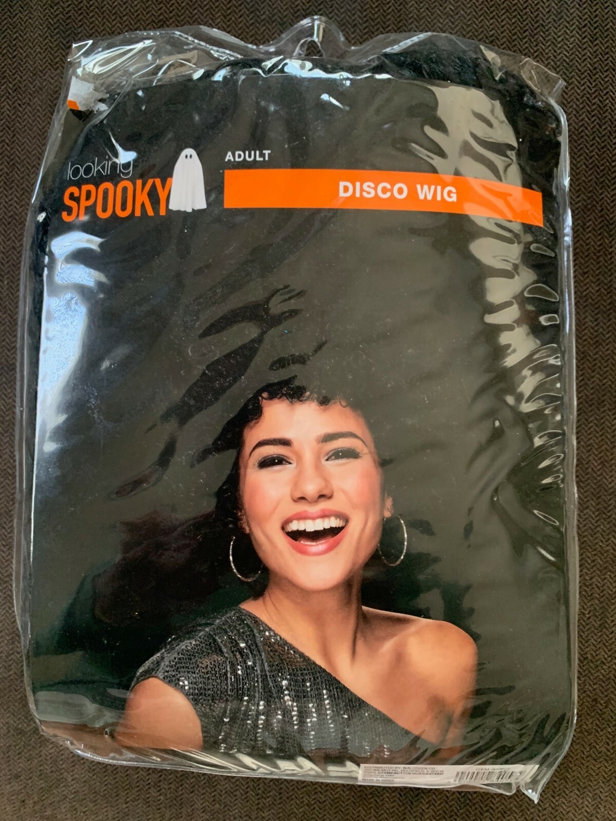LOOKING SPOOKY BLACK ADULT DISCO WIG HALLOWEEN COSTUME ACCESSORY NEW!