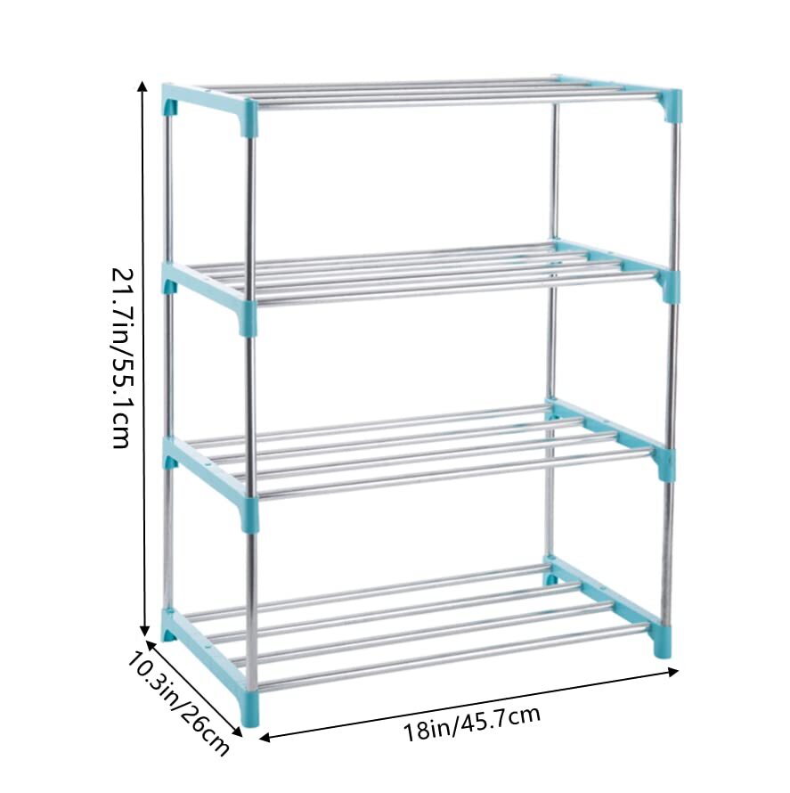 Xerhnan 4-Tier Stackable Small Shoe Rack, Lightweight Shoe Shelf Storage
