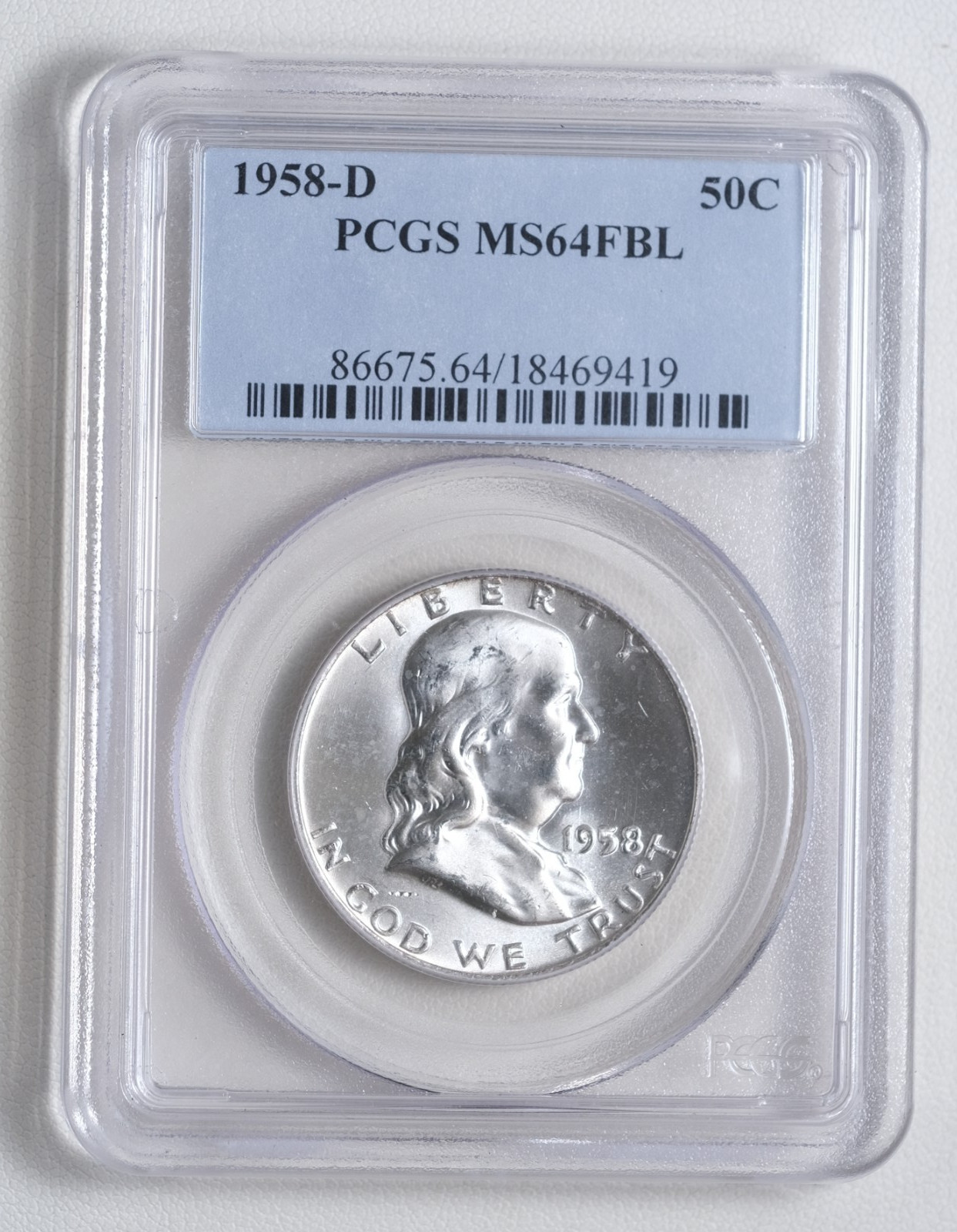 1958-D Franklin Half Dollar PCGS MS64FBL "419"