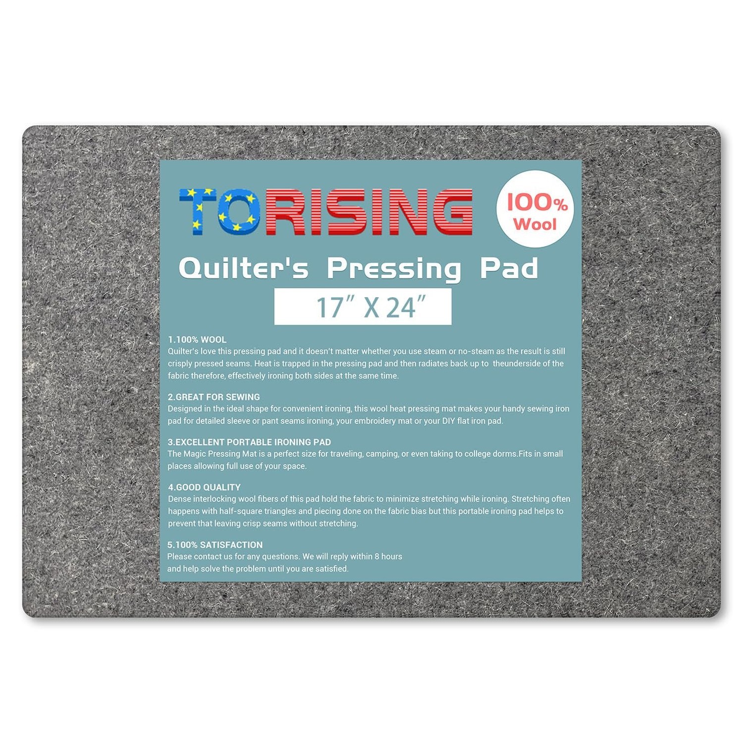 Wool Pressing Mat for Quilting 17”x24” - 100% Wool Heat Press Pad fo